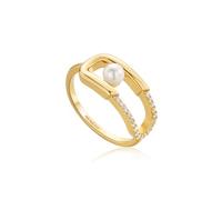 ANIA HAIE Damen Ring MODERN MUSE aus 925 Sterling Silber 14k vergoldet, besetzt mit 19 Zirkonia, EU Größe: 54, inkl. Geschenkverpackung