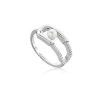 ANIA HAIE Damen Ring MODERN MUSE aus 925 Sterling Silber, besetzt mit 19 Zirkonia, EU Größe: 58, inkl. Geschenkverpackung