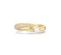 ANIA HAIE Damen Ring REIMAGINER Sparkle Pearl Adjustable aus 925 Sterling Silber, verziert mit einer Perle und 56 Zirkonia, verstellbare EUR Größe: 50-58, inkl. Geschenkverpackung