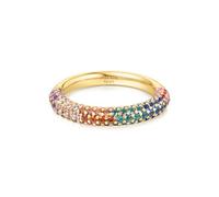 ANIA HAIE Damen Ring Sunny Sparkler Rainbow Pavé aus 925 Sterling Silber 14k vergoldet, besetzt mit 20 Zirkonia, 15 Korundsteinen und 78 Farbsteinen, EUR Größe: 54, inkl. Geschenkverpackung