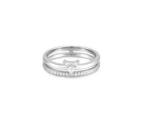 ANIA HAIE Damen Ring Sunshine Chaser Double White Triangle Stacker aus 925 Sterling Silber, besetzt mit 25 Zirkonia, EUR Größe: 56, inkl. Geschenkverpackung