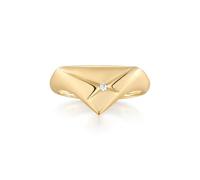 ANIA HAIE Damen Ring Sunshine Chaser Kiss Triangle aus 925 Sterling Silber 14k vergoldet, besetzt mit einem Zirkonia, EUR Größe: 56, inkl. Geschenkverpackung