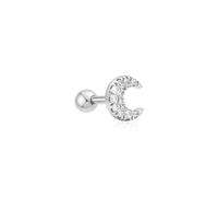 ANIA HAIE - EARRINGS - SINGLE STUD - Pave Crescent Moon Barbell - silver