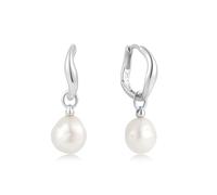 ANIA HAIE - HOOP EARRINGS - FRESHWATER PEARL DROP - silver