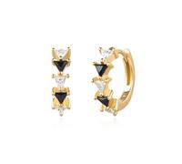ANIA HAIE - HOOP EARRINGS - HUGGIES - Triangular - white, black - gold