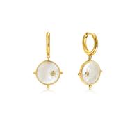 ANIA HAIE - HUGGIE HOOP EARRINGS - moon emblem - gold