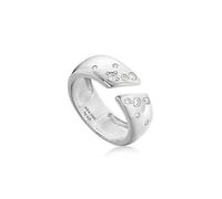 ANIA HAIE offener Damen Ring MODERN MUSE aus 925 Sterling Silber, besetzt mit 10 Zirkonia, verstellbare EUR Größe 50-58, inkl. Geschenkverpackung