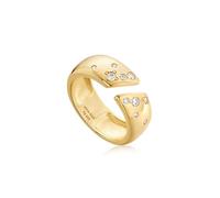 ANIA HAIE offener Damen Ring MODERN MUSE aus 925 Sterling Silber, besetzt mit 10 Zirkonia, verstellbare EUR Größe 50-58, inkl. Geschenkverpackung