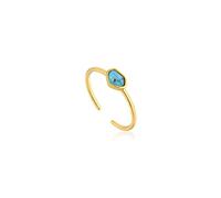 ANIA HAIE Verstellbarer Damen Ring Mineral Glow Turquoise aus 925 Sterling Silber 14k vergoldet, besetzt mit einem Türkis, EU Größe: 50-58, inkl. Geschenkverpackung