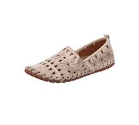 Gemini Bequeme Slipper Mokassin Leder mit Lochmuster und losen Einlagen Damen Beige Gr. 38 EU