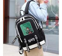 Anime Demon Slayer Kamado Tanjiro Koreanischer Stil Rucksack Große Kapazität Laptop Rucksack Externer USB-Ladeanschluss und Kopfhörerloch Design