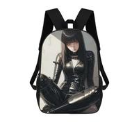 Anime Girl in Latex WAIFU 3D-gedruckter 17-Zoll-Schulrucksack, Lässiger Kinderrucksack, 3D-gedruckt Für Jungen Der Grund- Und Mittelschule