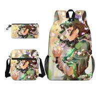 Anime Maomao Rucksack-Set, 3-teilig, Anime-Jinshi-Federmäppchen, Jinshi/Maomao, Umhängetasche, 3D-Druck, Cartoon-Schreibwaren-Tasche für Kinder, Teenager, Typ 9, Lässiger Tagesrucksack