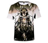 Anime Overlord T Shirt Cartoon Character Print Albedo Ainz Ooal Gown Casual T-Shirt Sommer Mode Kurzarm Rundhals Tops für Männer Frauen, Typ2, XL