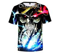 Anime Overlord T Shirt Cartoon Character Print Albedo Ainz Ooal Gown Casual T-Shirt Sommer Mode Kurzarm Rundhals Tops für Männer Frauen, Type7, XXL