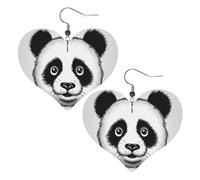 Anime-Panda-Gesicht, Leder-Ohrringe für Damen, Herz-Ohrringe, leicht, baumelnde Ohrringe, Schmuck-Geschenke