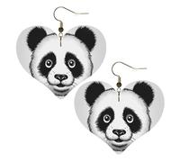 Anime-Panda-Gesicht, Leder-Ohrringe für Damen, Herz-Ohrringe, leicht, baumelnde Ohrringe, Schmuck-Geschenke, One Size, Kein Edelstein