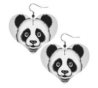 Anime-Panda-Gesicht, Leder-Ohrringe für Damen, Herz-Ohrringe, leicht, baumelnde Ohrringe, Schmuck-Geschenke