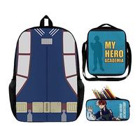Anime Rucksack My Hero Academia Schultasche 3-teiliges Set MHA Rucksack Schulter Büchertasche Daypack Reisetasche Rucksack mit Lunchtasche Federmäppchen für Schüler Teenager Kinder, Todoroki Shouto,