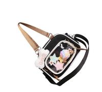 Anime-Styles lässige Umhängetasche mit verstellbarem Riemen und Dekoren, Zubehör, Nylon-Schultertaschen für Studenten, Teenager, atmungsaktiver Riemen, Anime-Kollektion, Schwarz , One Size