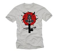 Anime T-Shirt Herren - Itachi Shinden - Naruto Nerd Geschenke Grau S