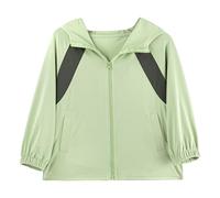 ANIMQUE Baby Kleinkind Sonnenschutz Kapuzenjacke Kinder Sommer Schnelltrocknend Leichte Reißverschluss Langarm Sportjacke Jungen Mädchen Outdoor Tops, Grün 110