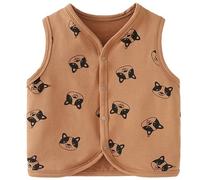 ANIMQUE Baby Kleinkind Westen Kinder Jacke Junge Mädchen Ärmellose Kinderweste Frühling Herbst Strickjacke Oberteil mit Cartoon Muster, Welpe Khaki 80