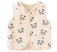 ANIMQUE Baby Kleinkind Westen Kinder Jacke Junge Mädchen Ärmellose Kinderweste Frühling Herbst Strickjacke Oberteil mit Cartoon Muster, Panda Beige 73