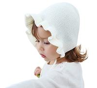 ANIMQUE Babymütze Mädchen Höfischer Stil Gekräuselte Strickmütze 0-1 Jahre Frühling Herbst Süß Sonnenblumen Prinzessin Mütze, Beige