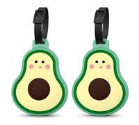 ANINIUCN Gepäckanhänger Avocado, 2 Stück, niedliche Lebensmittel-Themen, Silikon-ID-Tags für Koffer und Taschen, lustiges Reisezubehör für Teenager & Erwachsene