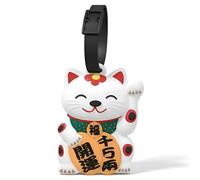 ANINIUCN Maneki Neko Japanischer Gepäckanhänger aus Silikon - Niedliche Glückskatze ID-Etikett für Koffer, Rucksäcke & Reisetaschen - Lustiges Reisezubehör für Teenager & Erwachsene