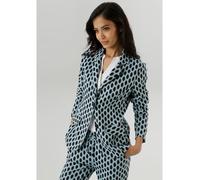 Jerseyblazer ANISTON SELECTED, Damen, Gr. 48, hellblau, marine, wollweiß, Jersey, Obermaterial: 67% Polyester, 31% Viskose, 2% Elasthan, gemustert, figurbetont hüftlang, Blazer, mit Allover-Muster in