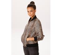 Blouson ANISTON CASUAL, Damen, Gr. 36, schwarz, wollweiß, hellbraun, sand, Crêpe, Obermaterial: 100% Polyester. Futter: 100% Polyester, bedruckt, gemustert, figurumspielend hüftlang, Rippbündchen, Jac