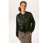 Blouson ANISTON CASUAL, Damen, Gr. 40, schwarz, Crêpe;Satin, Obermaterial: 100% Polyester, Crinkleoptik, leicht glänzend, unifarben, lässig geschnitten taillenbedeckt, Rippbündchen, Jacken Blouson, mi