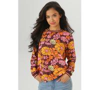 Shirtbluse ANISTON SELECTED, Damen, Gr. 38, orange (orange, braun, ockergelb, rose, limonengelb), Crêpe, Obermaterial: 97% Polyester, 3% Elasthan, geblümt, figurumspielend hüftbedeckend, Rundhals, Bün