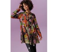 Hemdbluse ANISTON CASUAL, Damen, Gr. 46, bunt (schwarz, zimt, olivgrün, lila, altrosa, ocker, wollweiß, braun), Web, Obermaterial: 100% Viskose, bedruckt, geblümt, figurumspielend ca. Mitte Oberschenk
