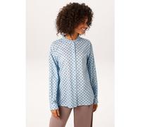 Langarmbluse ANISTON CASUAL, Damen, Gr. 42, hellblau, braun, Web, Obermaterial: 100% Baumwolle, bedruckt, gemustert, gepunktet, lässig geschnitten Po-bedeckend, Rundhals, 1-Knopf-Manschette, Blusen, a