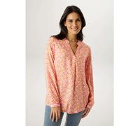 Schlupfbluse ANISTON SELECTED, Damen, Gr. 36, hellrosa, orange, pink, Web, Obermaterial: 100% Viskose, bedruckt, gemustert, lässig geschnitten hüftbedeckend, V-Ausschnitt, mit Knopf Bündchen, Blusen S