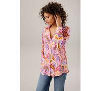 Hemdbluse ANISTON CASUAL, Damen, Gr. 42, bunt (pink, rot, hellorange, lila, ocker, türkis, rosa, jeansblau, braun, sand, dunkelbraun, wollweiß), Web, Obermaterial: 100% Viskose, Paisley, bedruckt, gem
