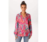 Hemdbluse ANISTON CASUAL, Damen, Gr. 46, pink, dunkelgrün, smaragdgrün, hellgrün, rot, beige, hellbraun, lachs, ocker, Web, Obermaterial: 100% Viskose, Paisley, bedruckt, geblümt, figurumspielend hüft