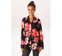 Hemdbluse ANISTON CASUAL, Damen, Gr. 42, schwarz, rot, rosa, beere, pink, fuchsia, grün, apricot, braun, dunkelgrün, Web, Obermaterial: 100% Viskose, bedruckt, geblümt, figurumspielend hüftbedeckend,