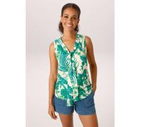Blusentop ANISTON CASUAL, Damen, Gr. 48, hellgrün, petrolgrün, dunkelgrün, grün, Crêpe, Obermaterial Vorderteil: 100% Polyester. Rückenteil: 95% Viskose, 5% Elasthan, bedruckt, geblümt, unifarben, fig