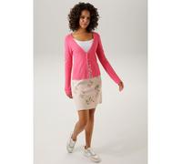 Strickjacke ANISTON CASUAL, Damen, Gr. 40, pink, Feinstrick, Obermaterial: 50% Polyacryl, 50% Viskose, unifarben, figurbetont hüftlang, V-Ausschnitt, Strickkante, Strickjacken Strickjacke, in trendige