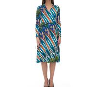 Aniston CASUAL Damen Midi-Kleid bunt gemustertes Wickel-Kleid Langarm 75955239 Blau/Bunt 36