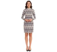 Aniston CASUAL Damen Midi-Kleid mit Allover-Print Langarm-Kleid mit Rückenausschnitt 86478136 Grün/Violett 44