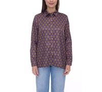 Aniston CASUAL Damen Sommer-Bluse Langarm-Bluse im Retro-Design Satin 91937160 Lila/Grün 44