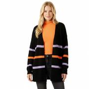 Aniston CASUAL Damen Strick-Jacke modischer Cardigan mit farbigen Streifen 95448519 Schwarz/Orange/Lila 40/42