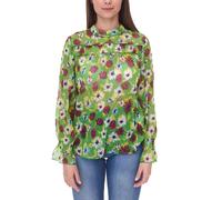 Aniston Damen Sommer-Bluse transparente Chiffon-Bluse mit Allover-Blüten-Print 13940242 Grün/Bunt 44