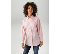 Hemdbluse ANISTON CASUAL, Damen, Gr. 38, rosa (rosa, pink), Web, Obermaterial: 100% Baumwolle, gestreift, oversize Po-bedeckend, 1-Knopf-Manschette, Blusen Hemdbluse, im Streifen-Dessin (32456941-38)