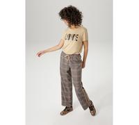 Schlupfhose ANISTON CASUAL, Damen, Gr. 42, N-Gr, schwarz (dunkelbraun, hellbeige, rost, beige, schwarz), Web, Obermaterial: 58% Polyester, 40% Viskose, 2% Elasthan, gestreift, kariert, figurumspielend